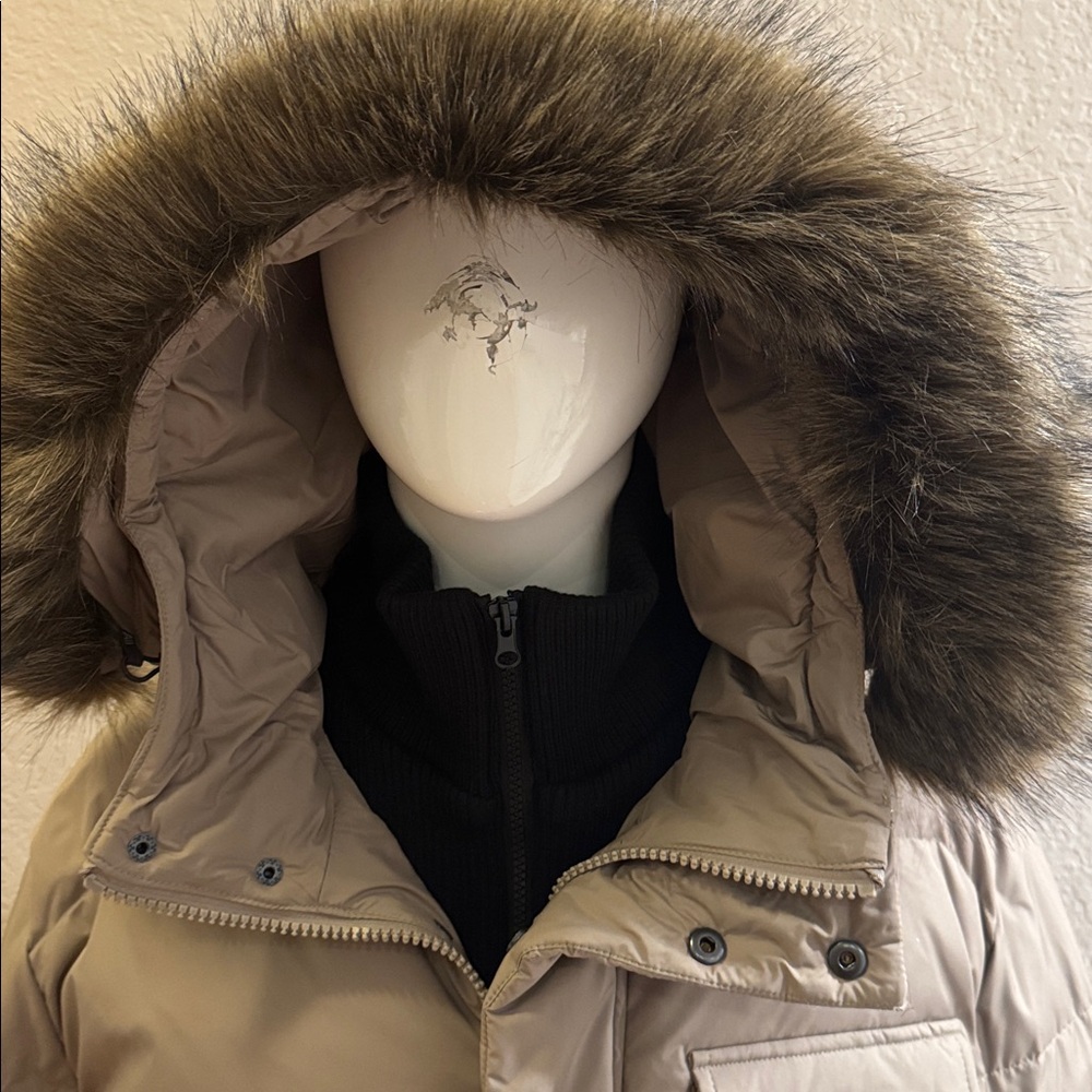 Andrew Marc New‎ York Men's Tan Puffer Jacket with Faux Fur Hood men’s XL